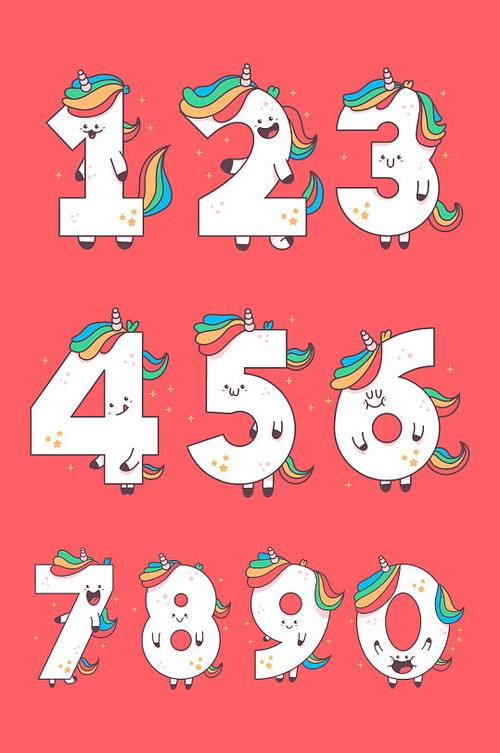 可愛卡通獨(dú)角獸數(shù)字元素 數(shù)字動漫制作的全新魔法