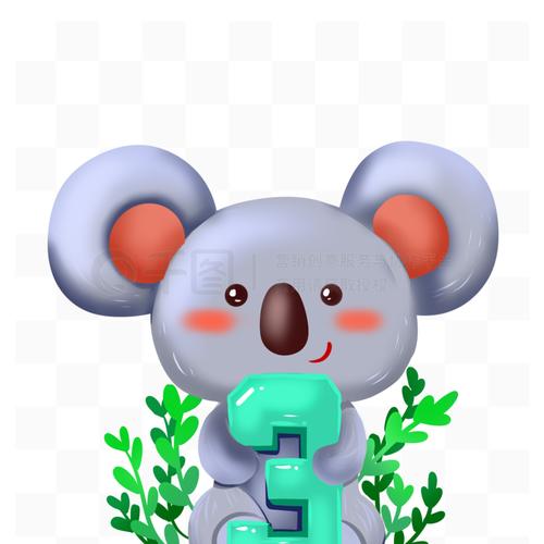 卡通綠色數(shù)字3與藍(lán)色考拉 數(shù)字動漫制作創(chuàng)意解析